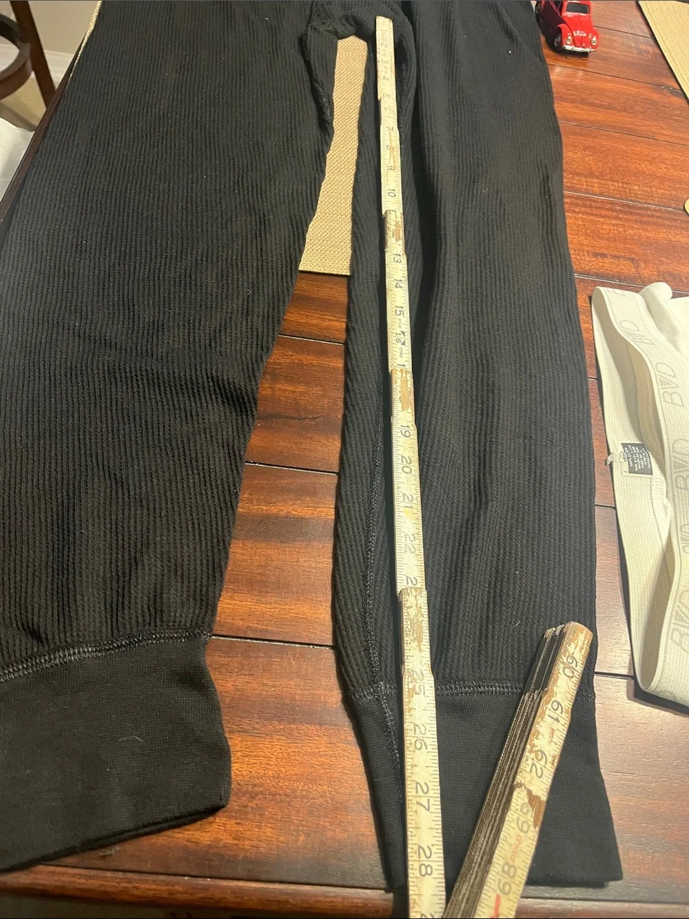 .1.  Mens Fruit of the Loom Black Ribbed Thermal waffel Leggings large